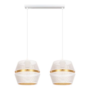 Chandelier on a string PARIS 2xE27/60W/230V white/gold