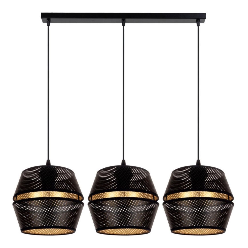 Chandelier on a string PARIS 3xE27/60W/230V black/gold