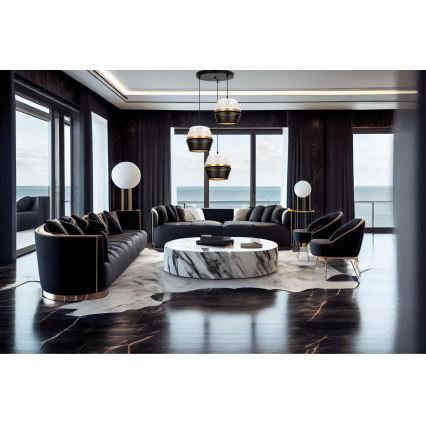 Chandelier on a string PARIS 3xE27/60W/230V d. 45 cm white/black/gold