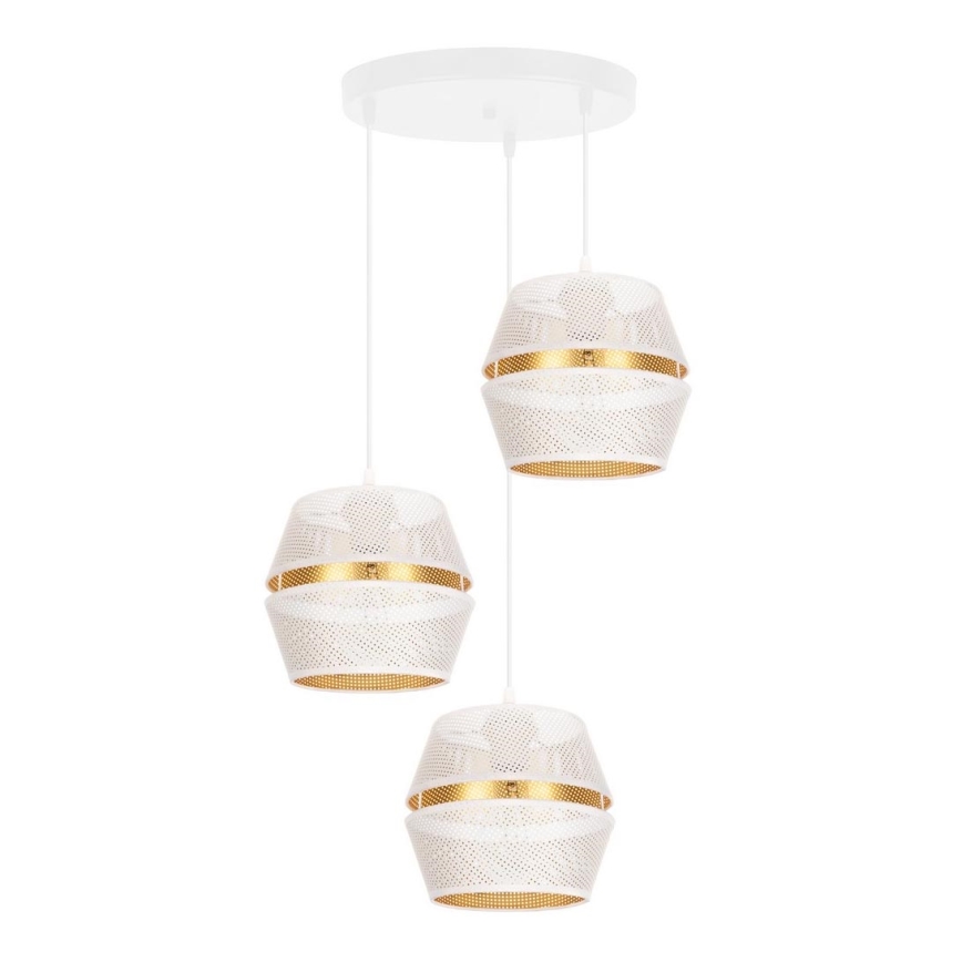 Chandelier on a string PARIS 3xE27/60W/230V d. 45 cm white/gold