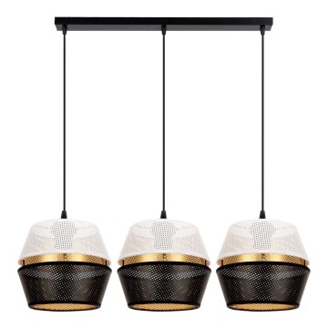 Chandelier on a string PARIS 3xE27/60W/230V white/black/gold