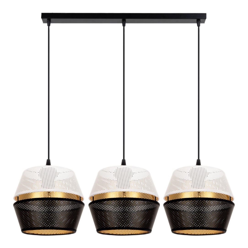 Chandelier on a string PARIS 3xE27/60W/230V white/black/gold