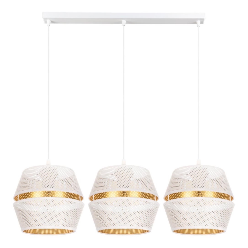 Chandelier on a string PARIS 3xE27/60W/230V white/gold