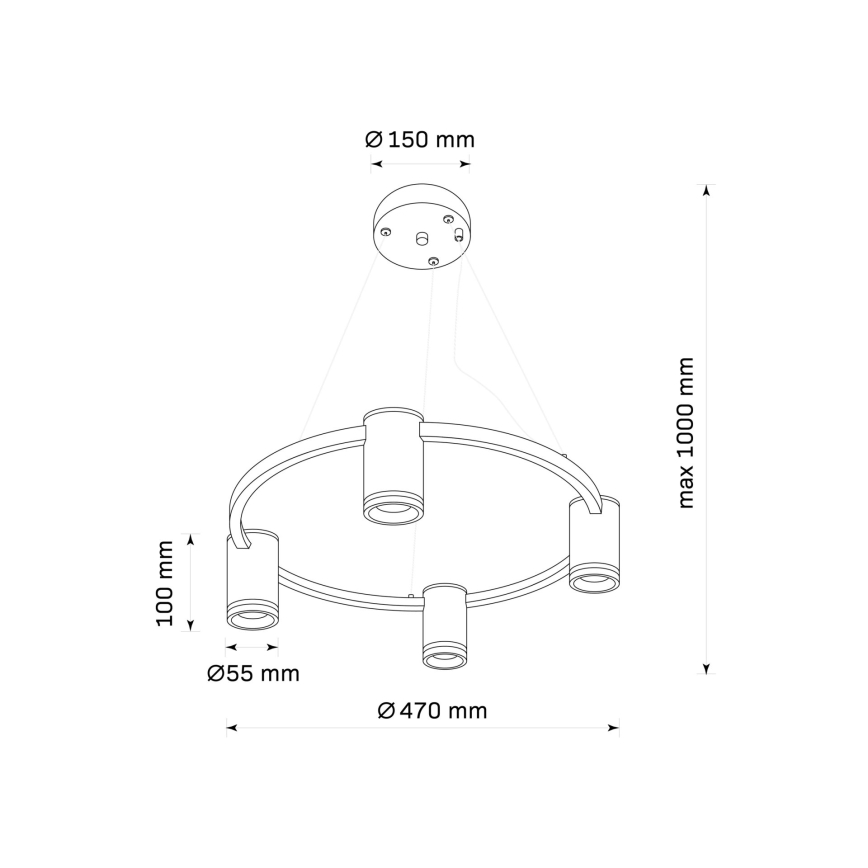 Chandelier on a string PARIS 4xGU10/12W/230V black