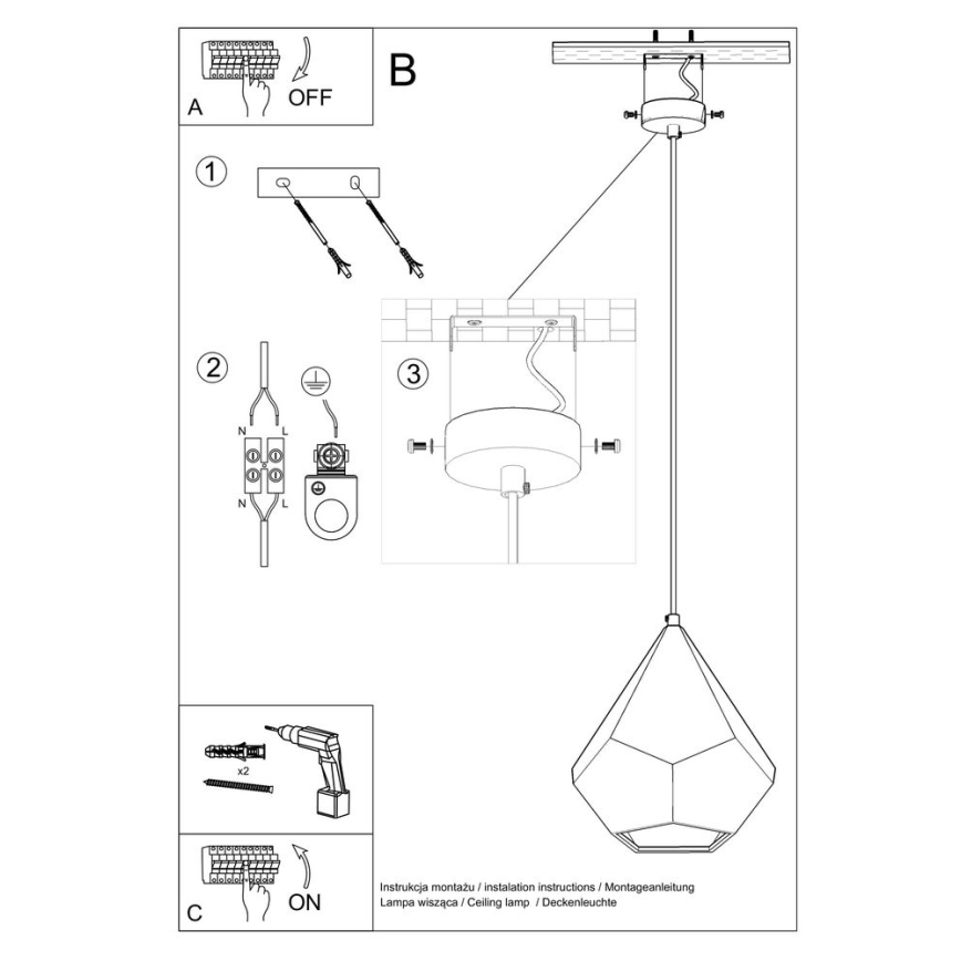 Chandelier on a string PAVLUS 1xE27/60W/230V