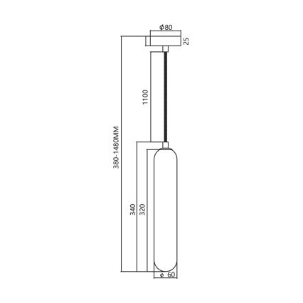 Chandelier on a string PAX 1xG9/9W/230V black
