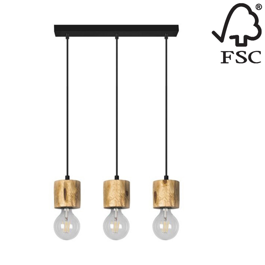 Chandelier on a string PINO 3xE27/60W/230V pine - FSC certified
