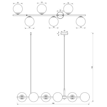 Chandelier on a string POP 6xE14/40W/230V