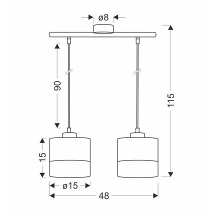 Chandelier on a string PORTO 2xE27/60W/230V black/brown