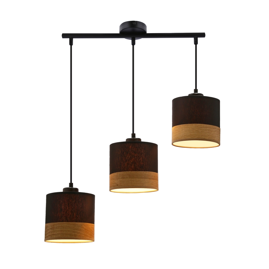 Chandelier on a string PORTO 3xE27/60W/230V black/brown