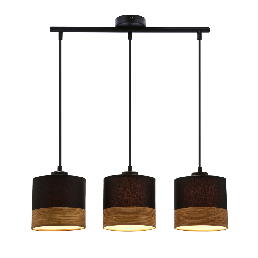 Chandelier on a string PORTO 3xE27/60W/230V black/brown