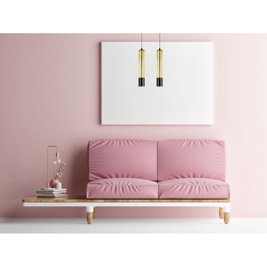 Chandelier on a string PRESCOT 2xGU10/40W/230V gold