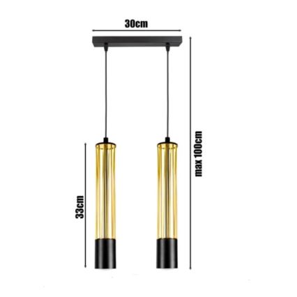 Chandelier on a string PRESCOT 2xGU10/40W/230V gold