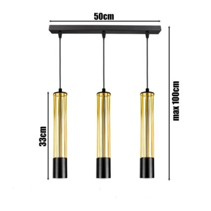 Chandelier on a string PRESCOT 3xGU10/40W/230V gold