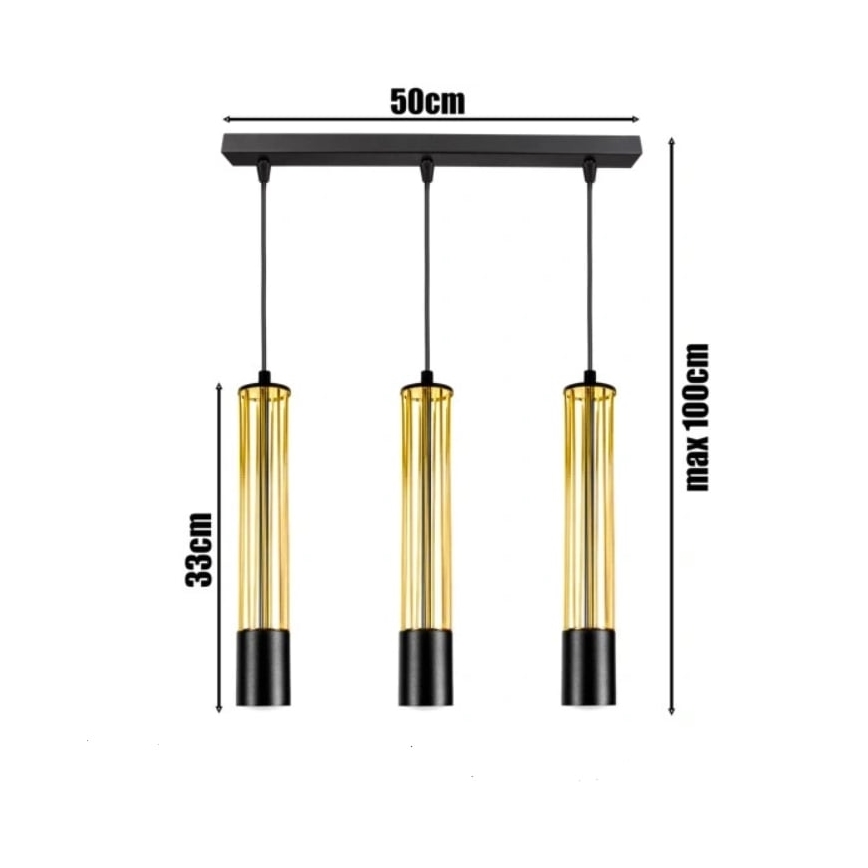Chandelier on a string PRESCOT 3xGU10/40W/230V gold