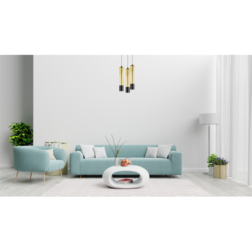 Chandelier on a string PRESCOT 3xGU10/40W/230V gold