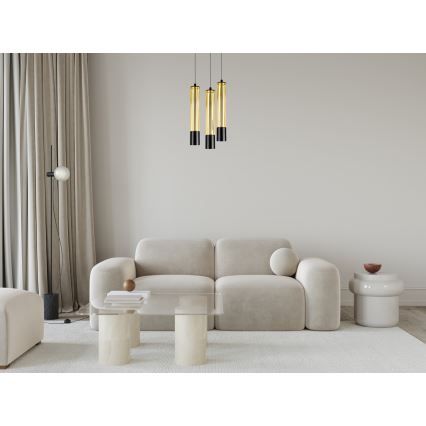 Chandelier on a string PRESCOT 3xGU10/40W/230V gold