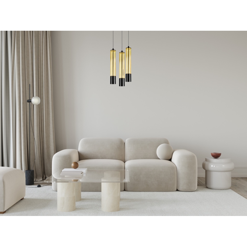 Chandelier on a string PRESCOT 3xGU10/40W/230V gold