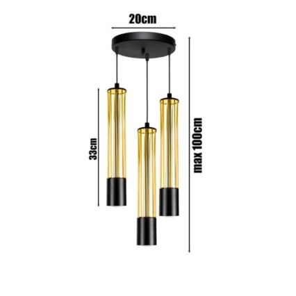 Chandelier on a string PRESCOT 3xGU10/40W/230V gold
