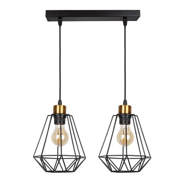 Chandelier on a string PRIMO 2xE27/60W/230V black/gold