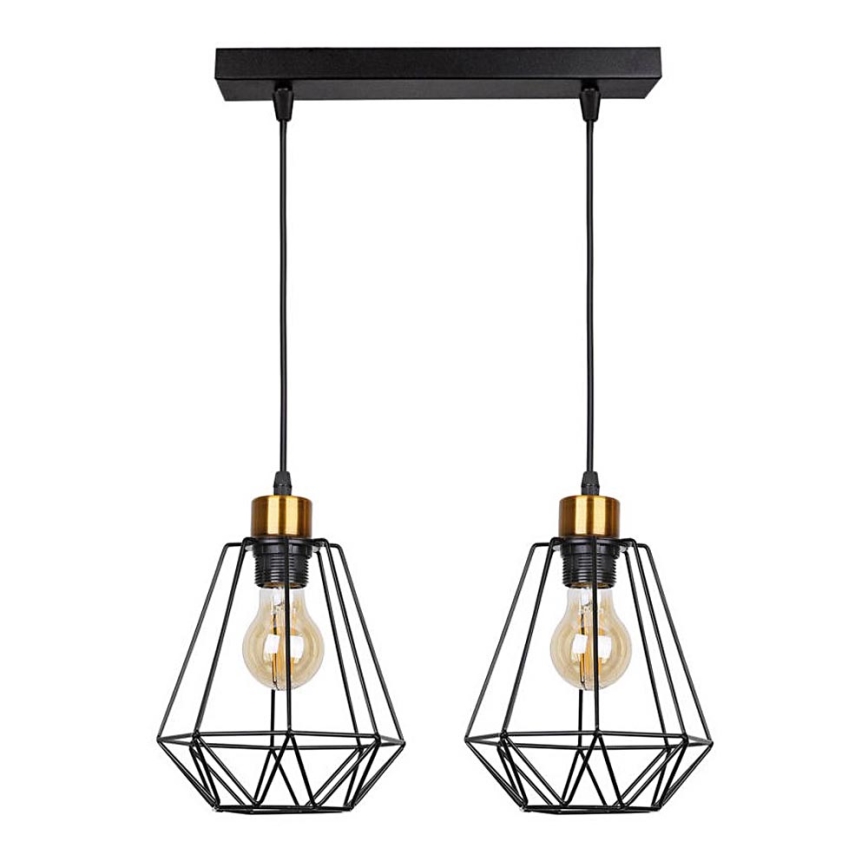 Chandelier on a string PRIMO 2xE27/60W/230V black/gold