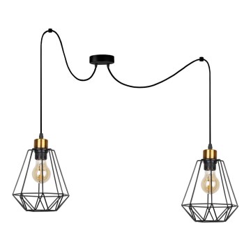 Chandelier on a string PRIMO 2xE27/60W/230V spider black/gold