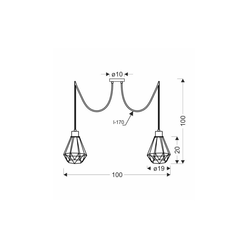 Chandelier on a string PRIMO 2xE27/60W/230V spider black/gold