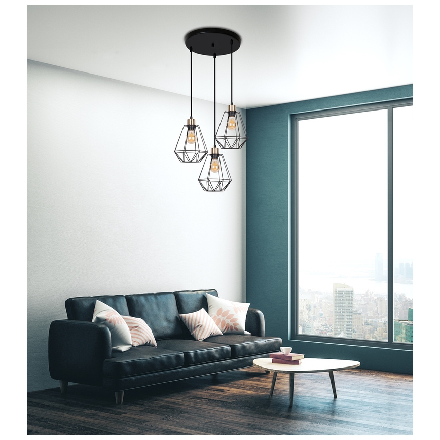 Chandelier on a string PRIMO 3xE27/60W/230V
