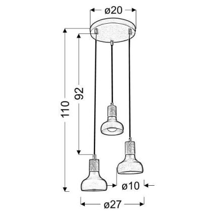 Chandelier on a string PUERTO 3xE14/40W/230V
