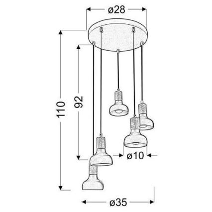 Chandelier on a string PUERTO 5xE14/40W/230V