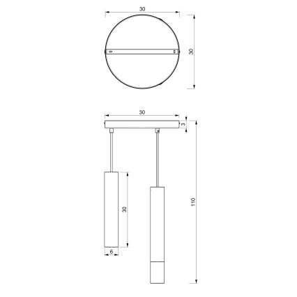 Chandelier on a string RAITO 3xGU10/8W/230V black