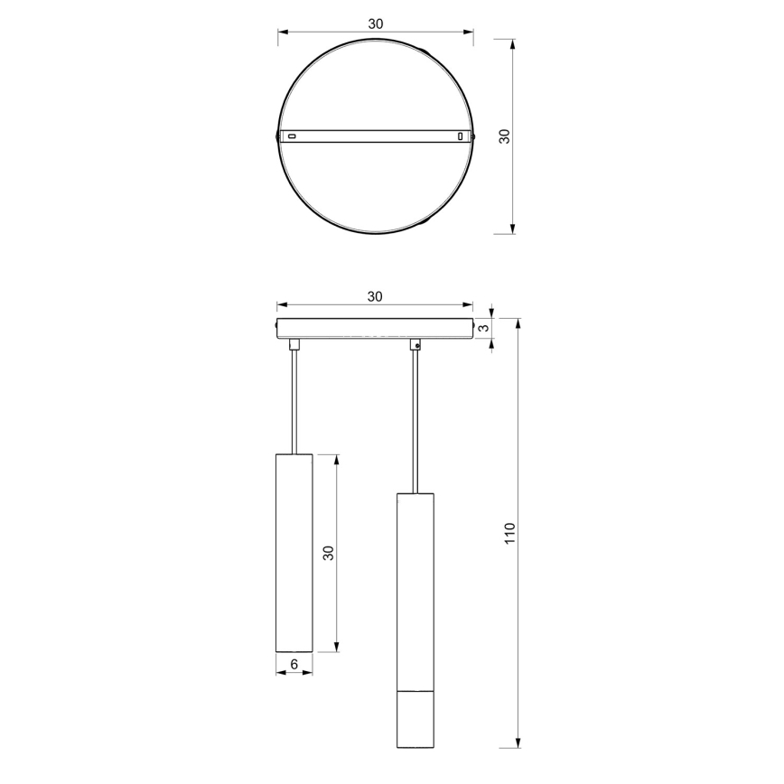 Chandelier on a string RAITO 3xGU10/8W/230V black