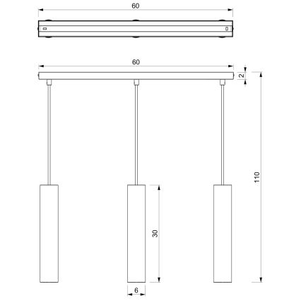 Chandelier on a string RAITO 3xGU10/8W/230V brass