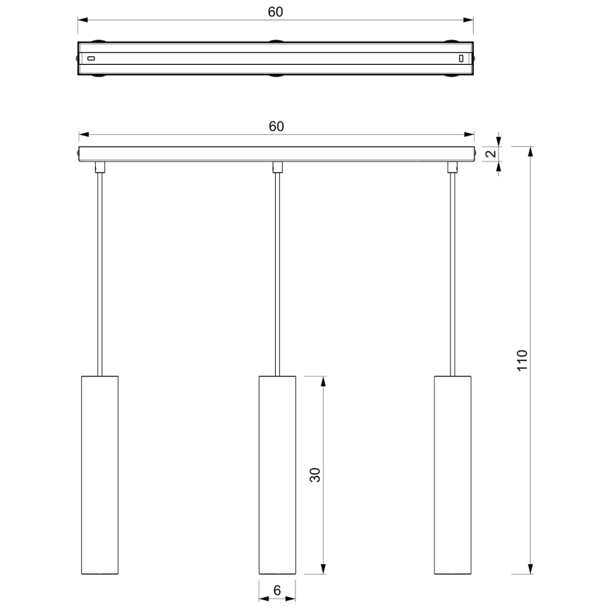 Chandelier on a string RAITO 3xGU10/8W/230V brass