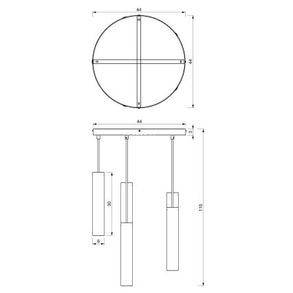 Chandelier on a string RAITO 6xGU10/8W/230V black