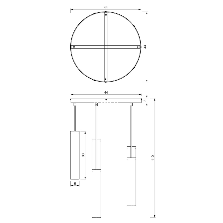 Chandelier on a string RAITO 6xGU10/8W/230V black