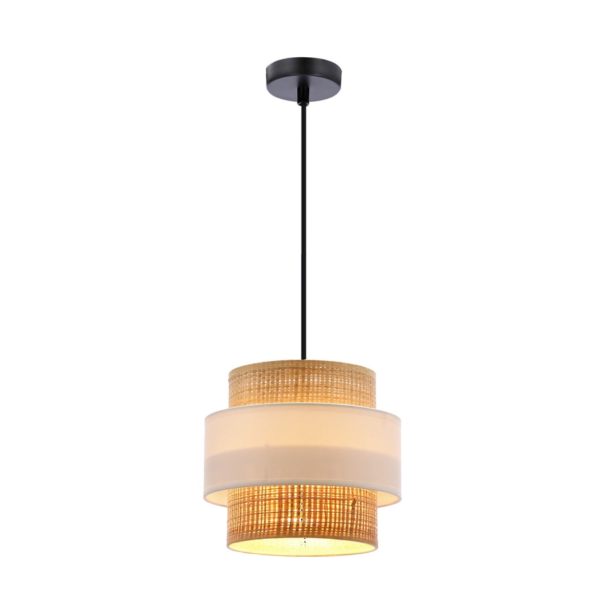Chandelier on a string RATTAN 1xE27/40W/230V white/brown
