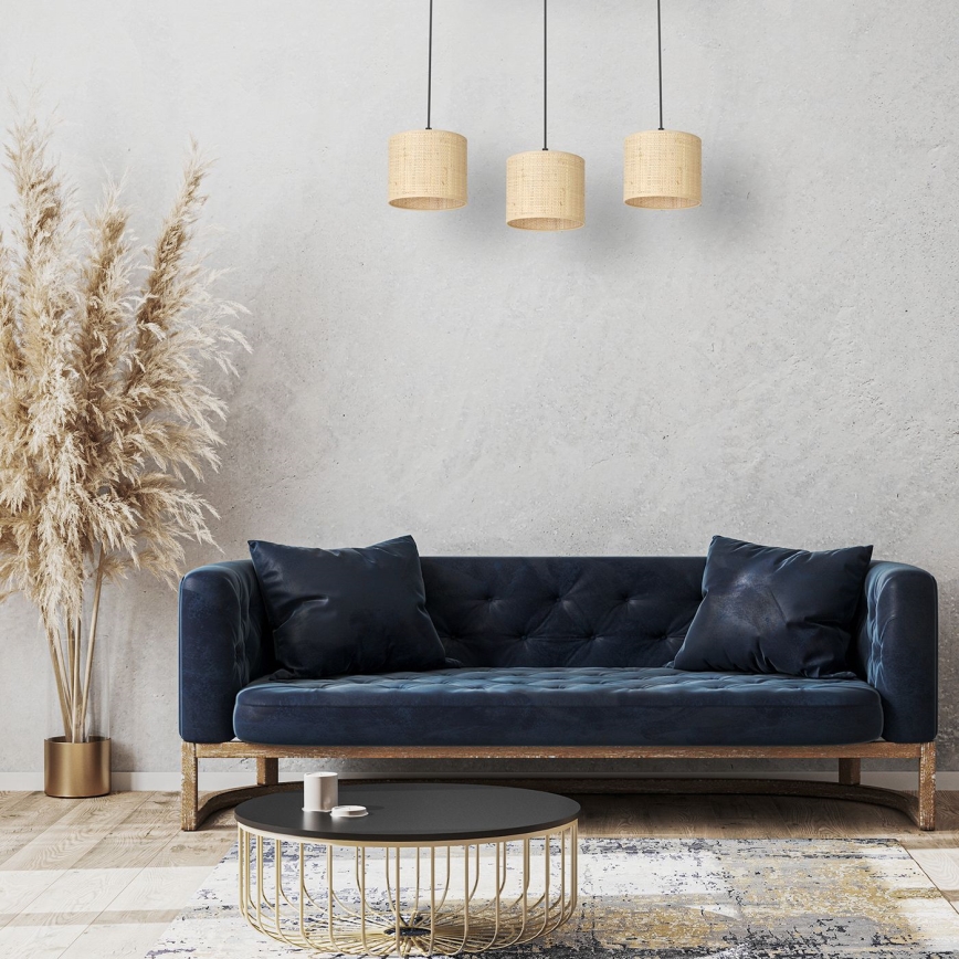Chandelier on a string RATTAN 3xE27/60W/230V rattan