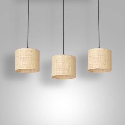 Chandelier on a string RATTAN 3xE27/60W/230V rattan