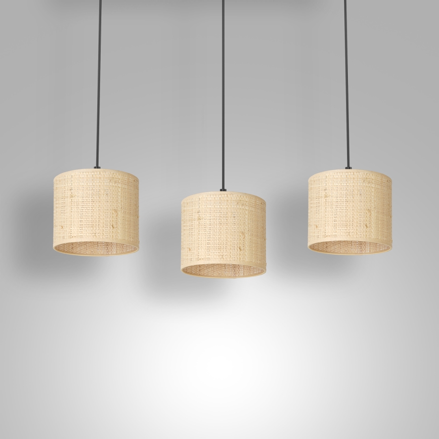 Chandelier on a string RATTAN 3xE27/60W/230V rattan