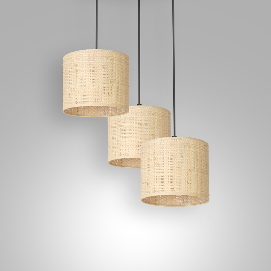 Chandelier on a string RATTAN 3xE27/60W/230V rattan