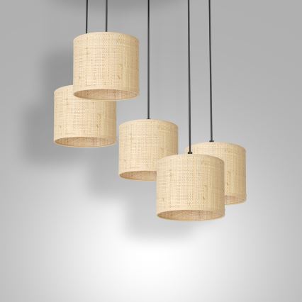 Chandelier on a string RATTAN 5xE27/60W/230V rattan