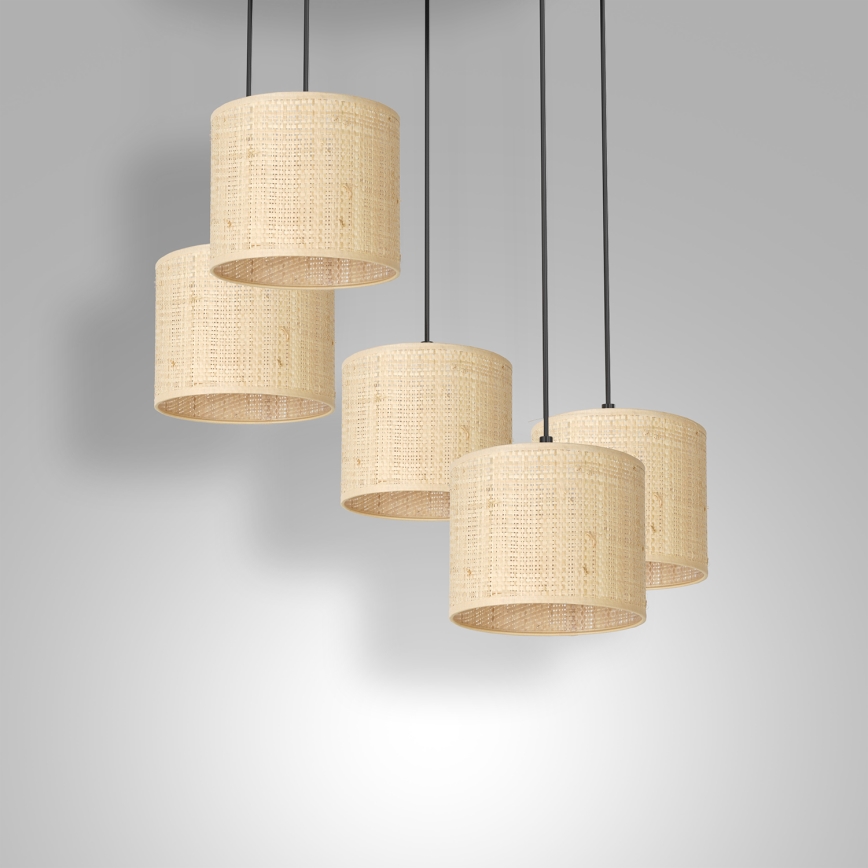 Chandelier on a string RATTAN 5xE27/60W/230V rattan