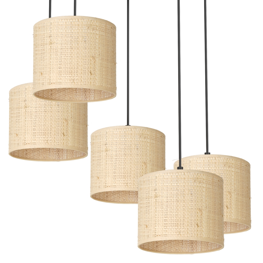 Chandelier on a string RATTAN 5xE27/60W/230V rattan