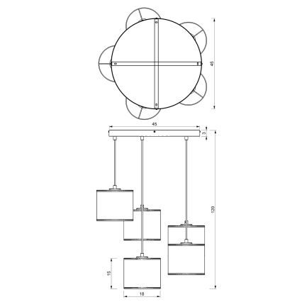 Chandelier on a string RATTAN 5xE27/60W/230V rattan