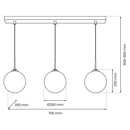 Chandelier on a string REFLEX 3xE14/40W/230V