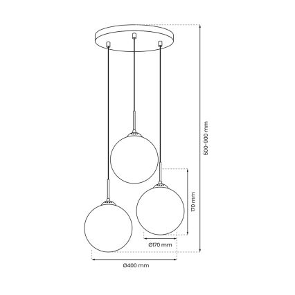 Chandelier on a string REFLEX 3xE14/40W/230V