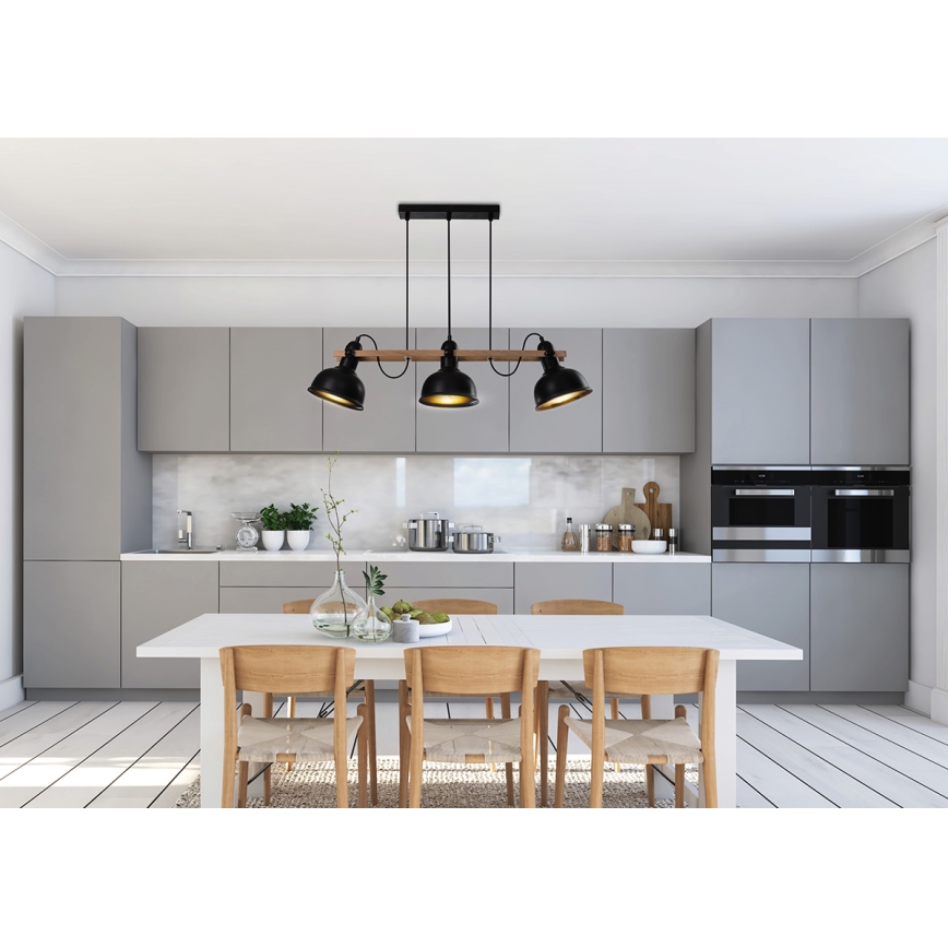 Chandelier on a string RENO 3xE27/40W/230V black/brown