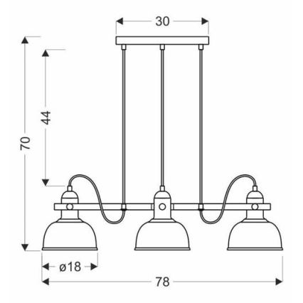 Chandelier on a string RENO 3xE27/40W/230V black/brown