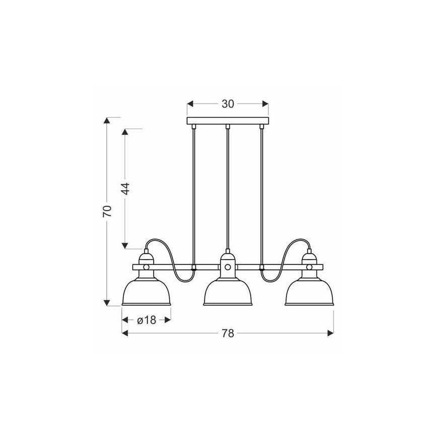 Chandelier on a string RENO 3xE27/40W/230V black/brown